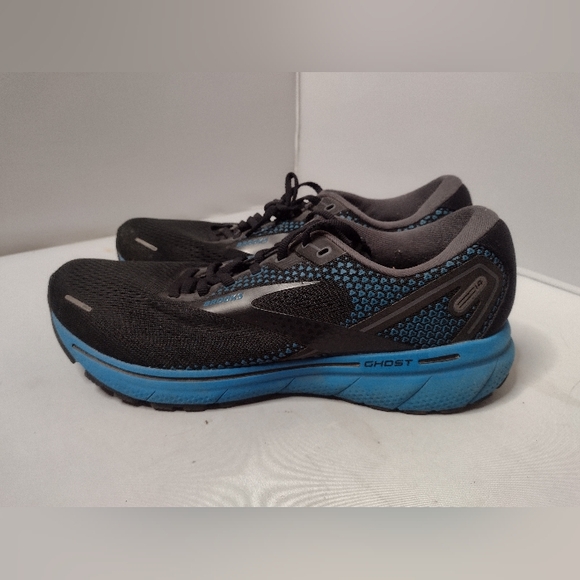 Brooks Mens Ghost 14 Running Shoes Size 11.5 Black Blue Cross Training Trail A31 - Picture 1 of 9